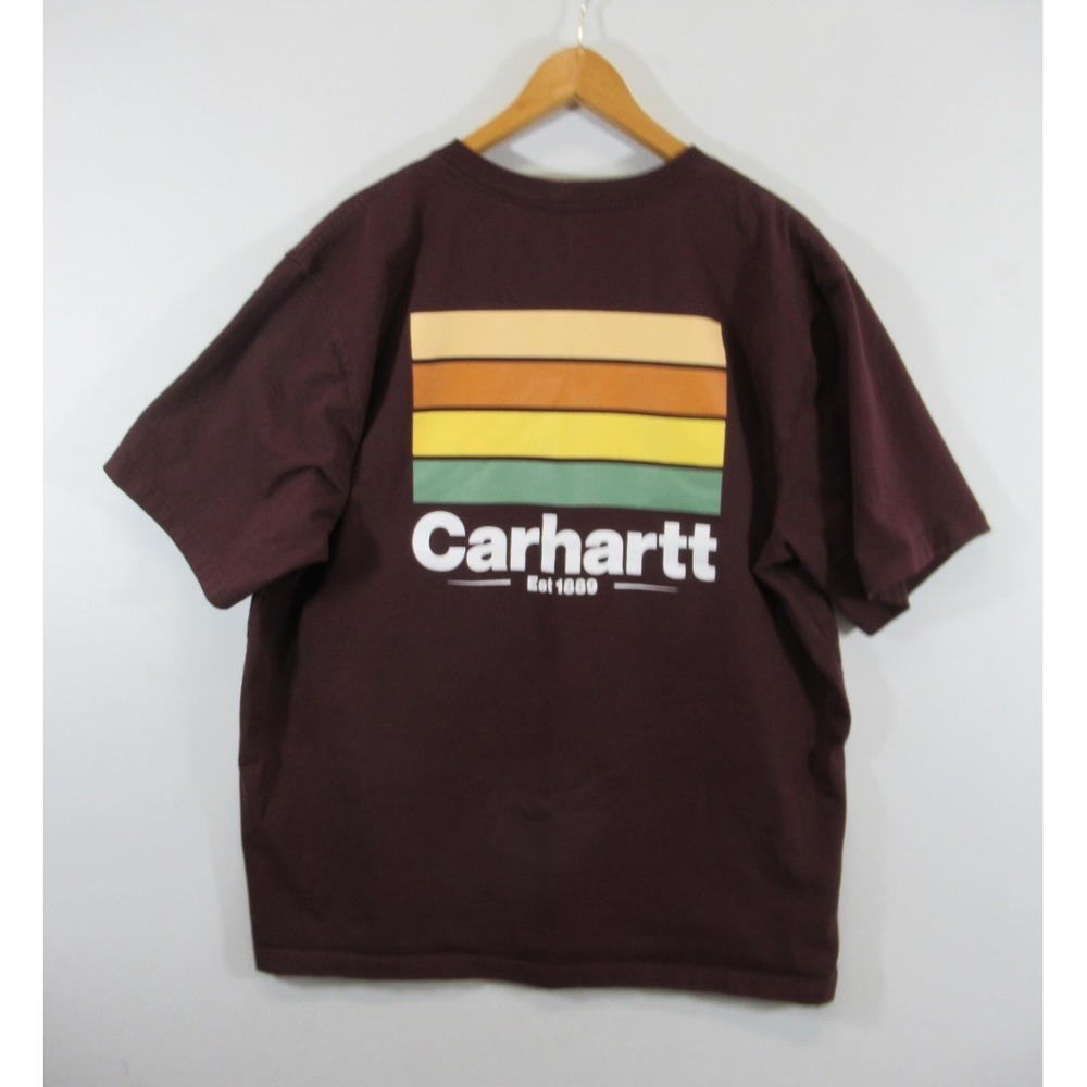 Carhartt Heavyweight T-Shirt Men 2XL Burgundy Relaxed Fit Graphic Logo TK5713